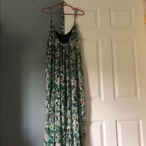 Green floral maxi dress